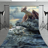 Lofaris Cloud Rocks Welsh Dragon Natural Scene Sweep Backdrop